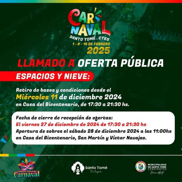 ¡Atención a todos los que quieren ser parte del Carnaval 2025!