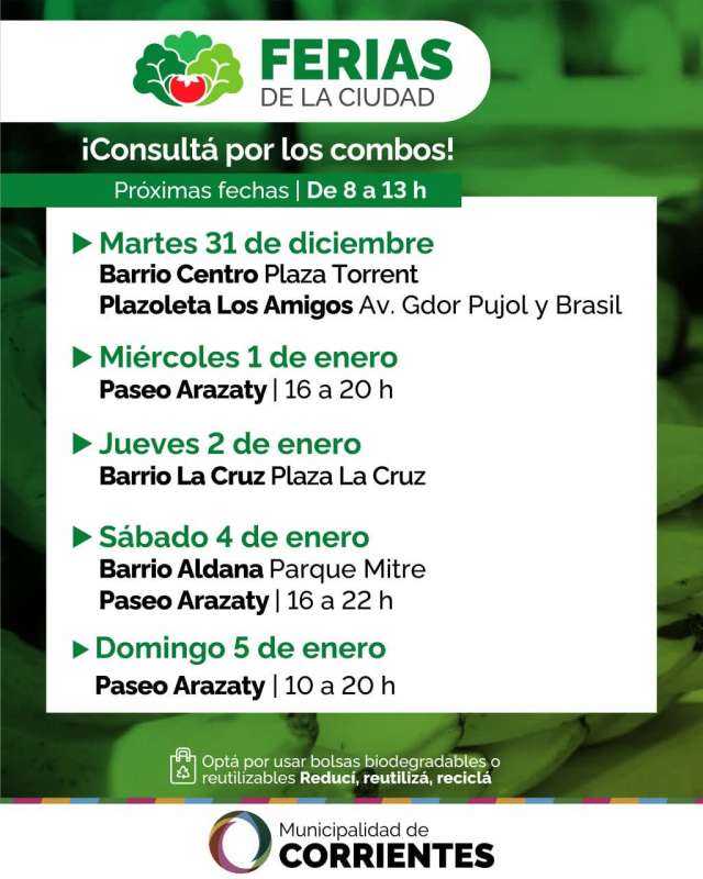 Las Ferias de la Ciudad ofrecen productos frescos para el nuevo año,