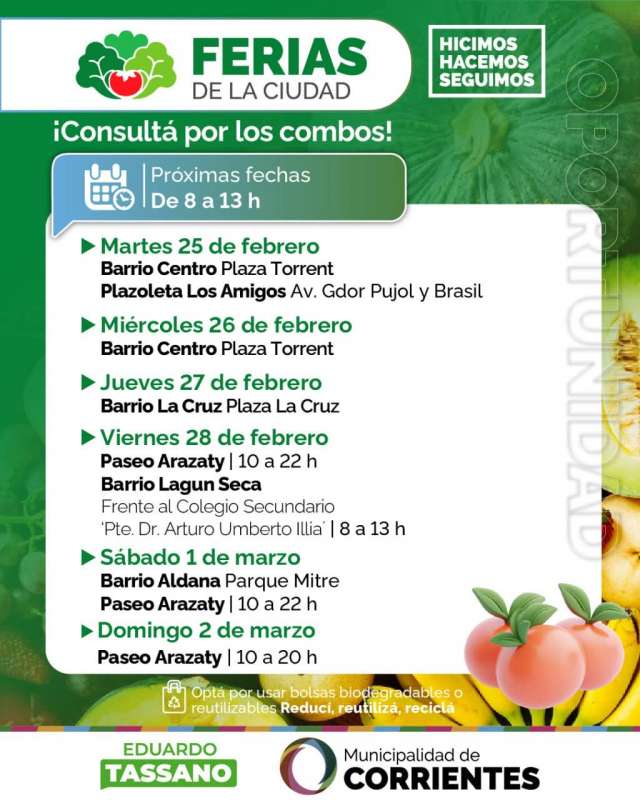 Las Ferias de la Ciudad ofrecen una variedad de productos frescos y artesanales