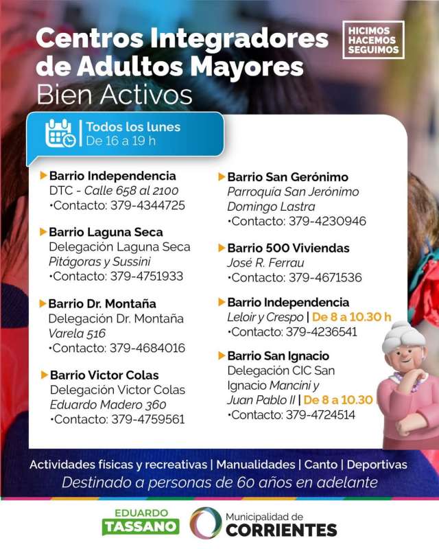 Centros integradores Adultos Mayores activos