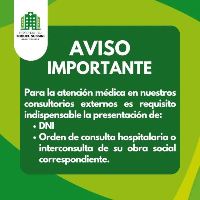 Hospital Dr. Miguel Sussini informa:
