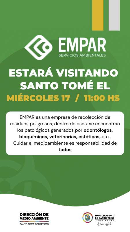 Empar Servicios Ambientales estara visitando Santo Tomé