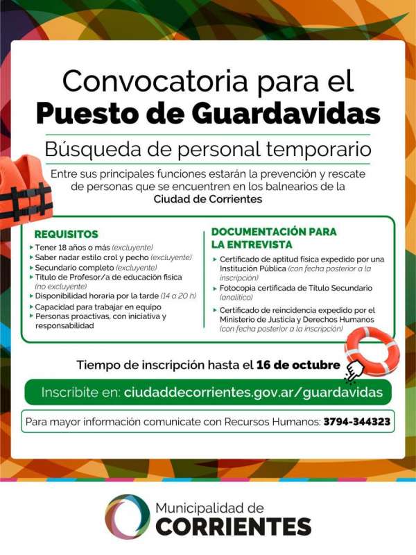 Convocatoria para guardavidas