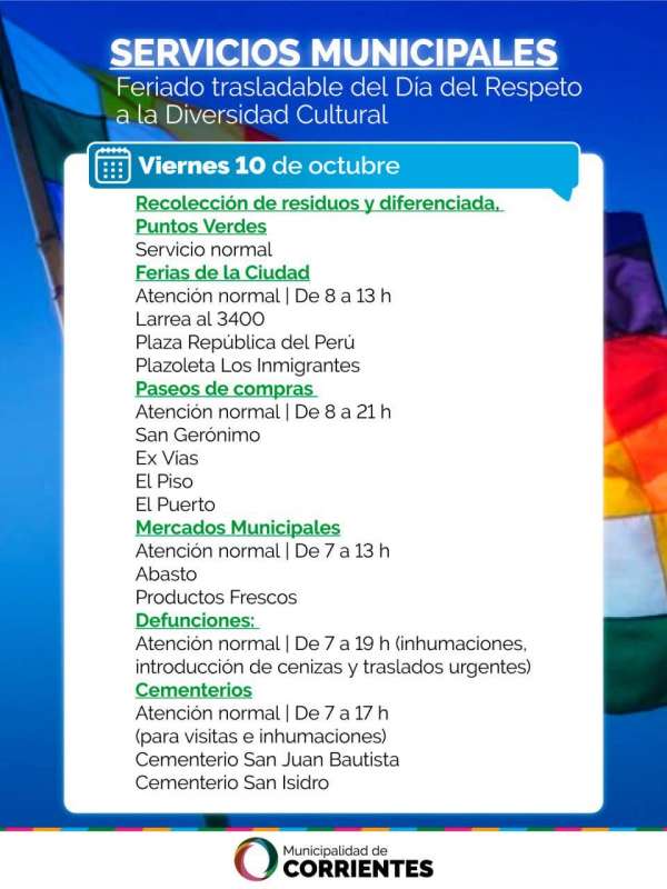 Servicios del feriado