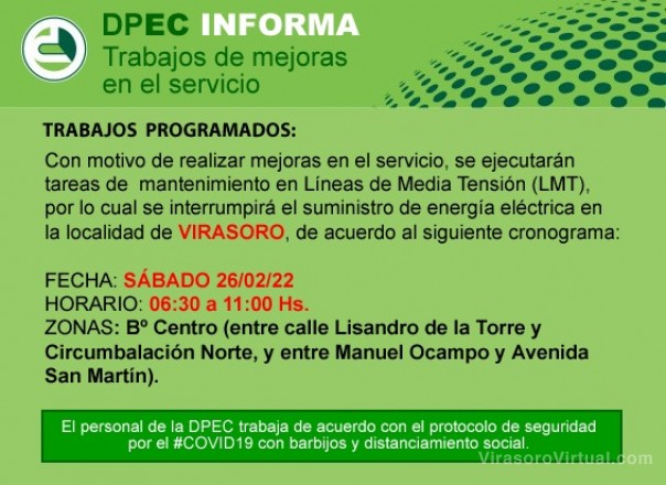 La DPEC realizará trabajos de mejoras en Virasoro