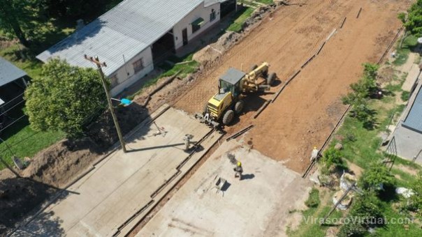 Obras de pavimentación en avenida Santa Fe
