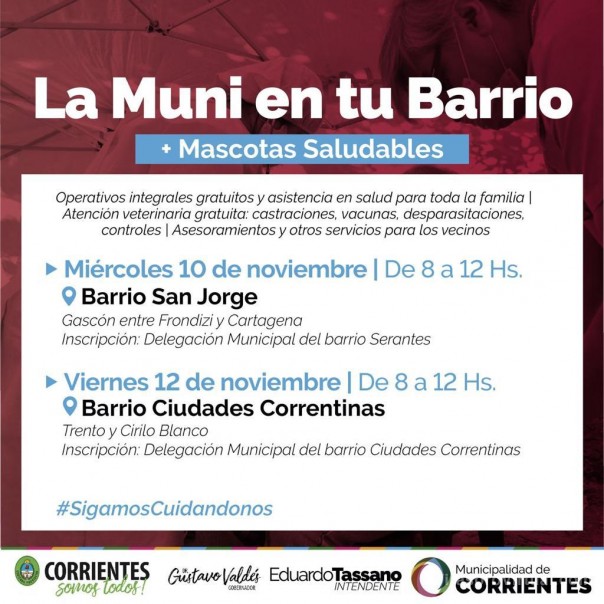 Habrá prestaciones gratuitas en los barrios San Jorge y Ciudades Correntinas