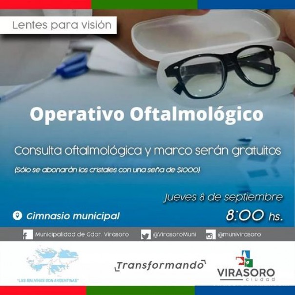 ¿Necesitás consultar con un oftalmólogo? Vení y hacelo de forma gratuita en el Gimnasio municipal este jueves