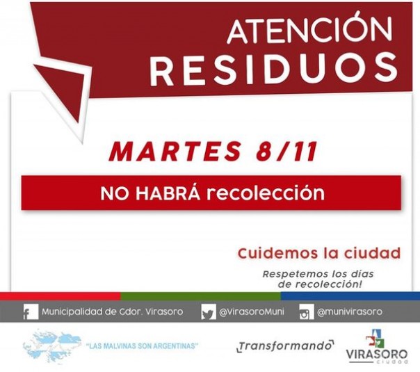 8/11 no habrá servicio de Recolección de residuos