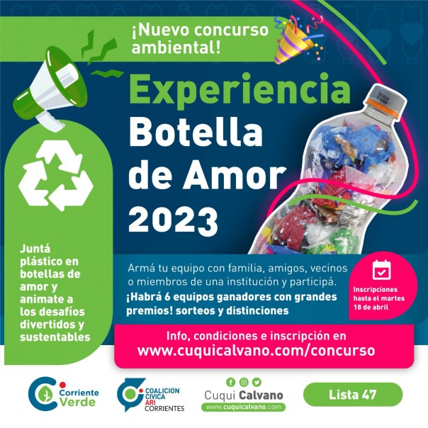 La CC ARI lanzó un nuevo concurso para juntar plásticos y evitar la contaminación ambiental