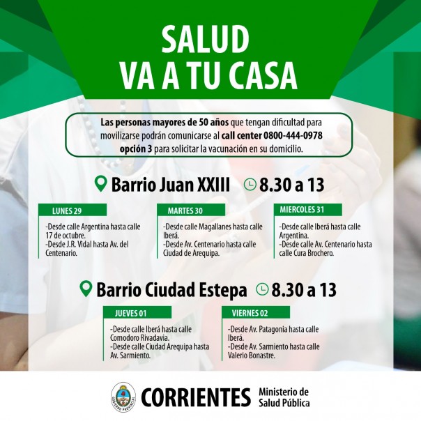 La vacunación Covid-19 se realizará en los barrios de la Capital