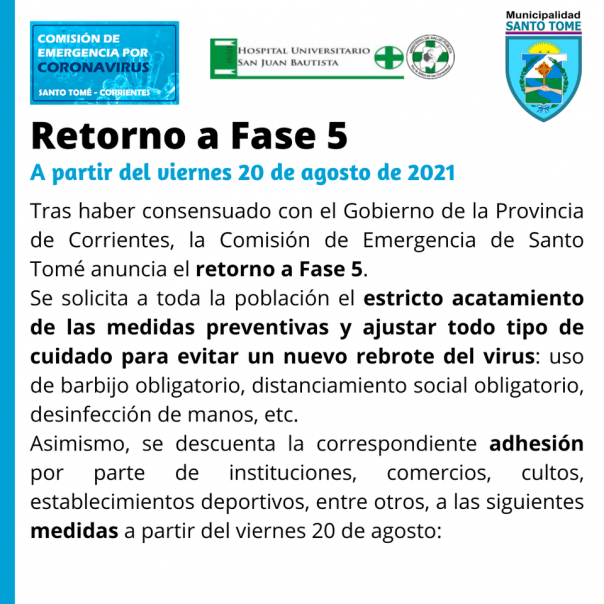 Santo tome retorna a Fase 5