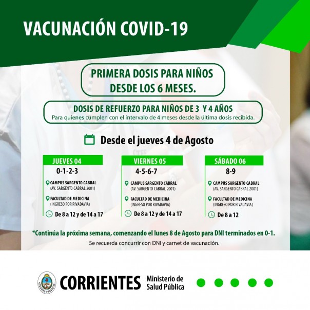 La Provincia aplicará la primera dosis a niños desde los 6 meses de edad