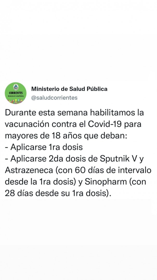 Covid-19: esta semana continúan aplicando en Capital primeras dosis a mayores de 18 años y segundas dosis