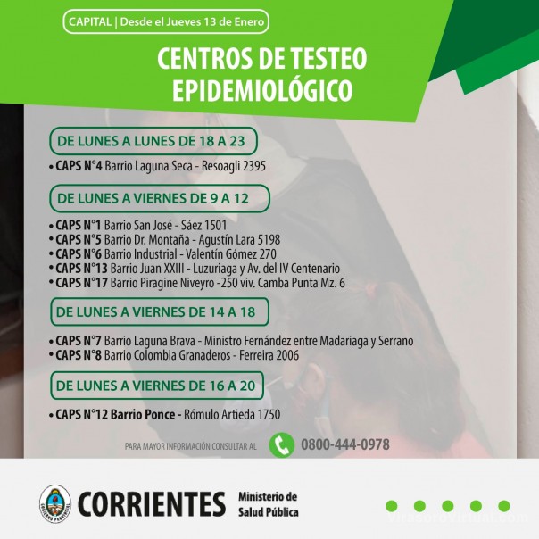Salud comunica cuáles son los CETEP que funcionan en Corrientes