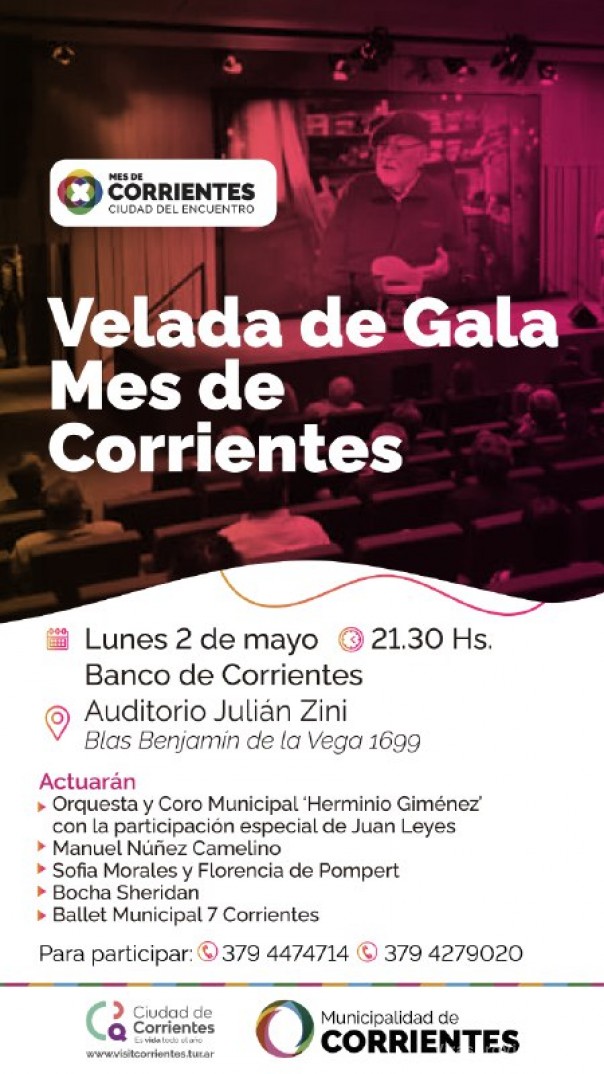 La Municipalidad realizará una velada de gala por el Mes de Corrientes