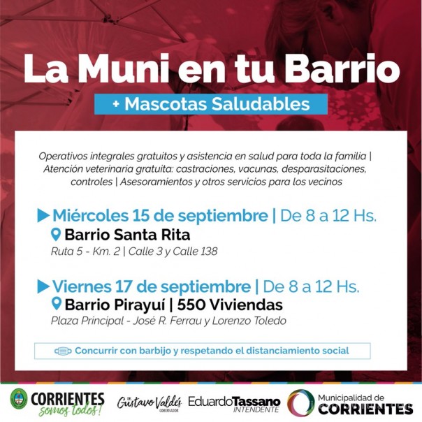 Con diversas prestaciones, La Muni en tu barrio estará en el Santa Rita y Pirayuí