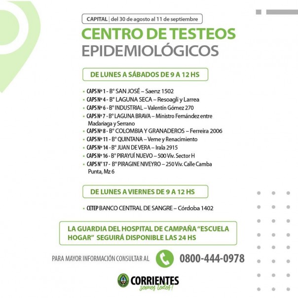 Salud Pública recuerda cuáles son los CETEP que funcionan hasta el 11 de septiembre