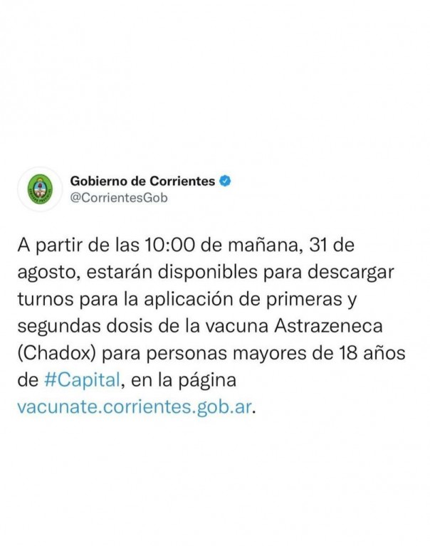Este martes se habilitan turnos para segundas dosis de la vacuna Astrazeneca