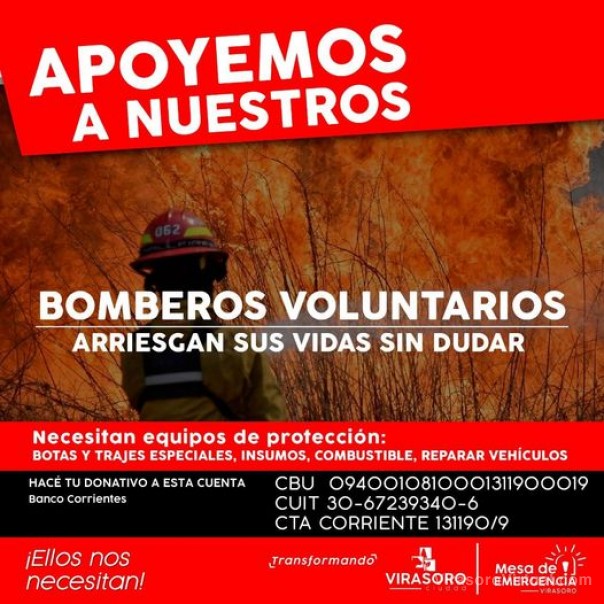 Campaña de donación para nuestros bomberos