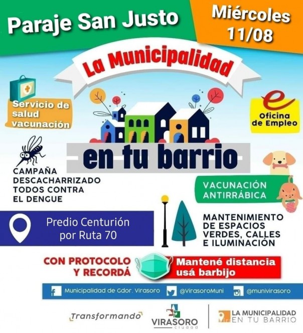 Hoy  miércoles 11/08 van a estar en un nuevo operativo con la visita de las áreas municipales.