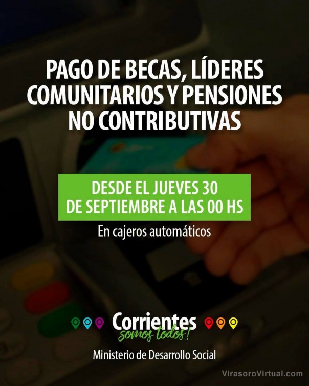 Desde este jueves 30, se encontrará disponible el pago de becas, pensiones no contributivas y líderes comunitarios