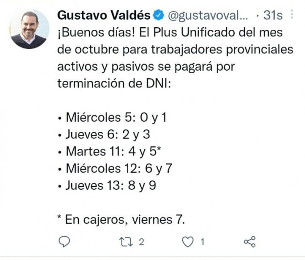 Con el Plus Unificado de $20.650, Provincia vuelca $1.700 millones