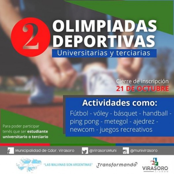 Si sos estudiante universitario o terciario podes participar de las Olimpiadas Deportivas