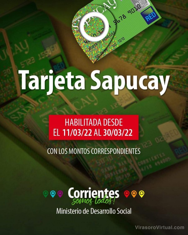 Desde este viernes 11 se habilitan las tarjetas Sapucay