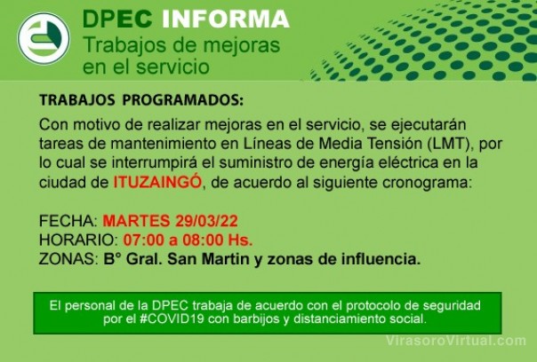 La DPEC realizará trabajos de mejoras en Capital e Ituzaingó