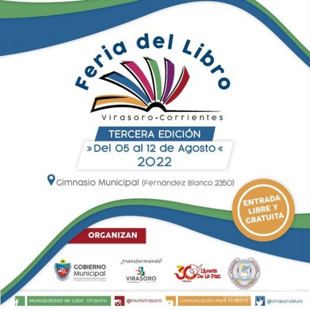 Del 05 al 12 de agosto te esperamos para vivir la tercera edición de la Feria del Libro en Virasoro