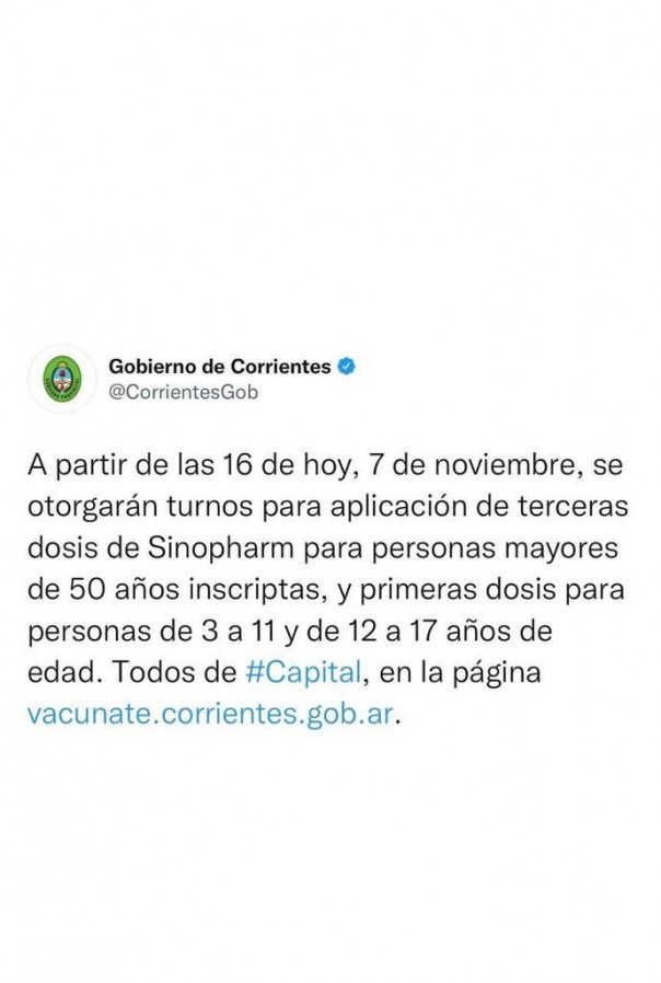 Vacunación Covid-19: dan turnos para tercera dosis de Sinopharm y primera de niños y jóvenes