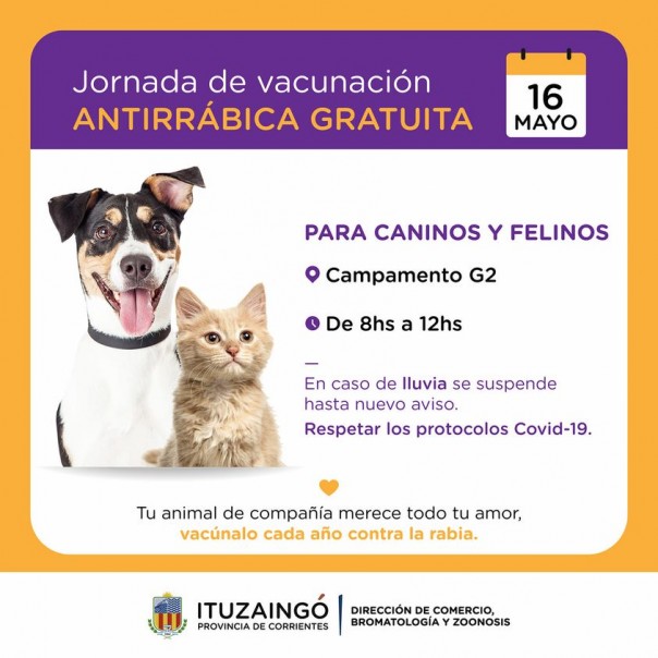 Jornada de vacunación antirrábica gratuita