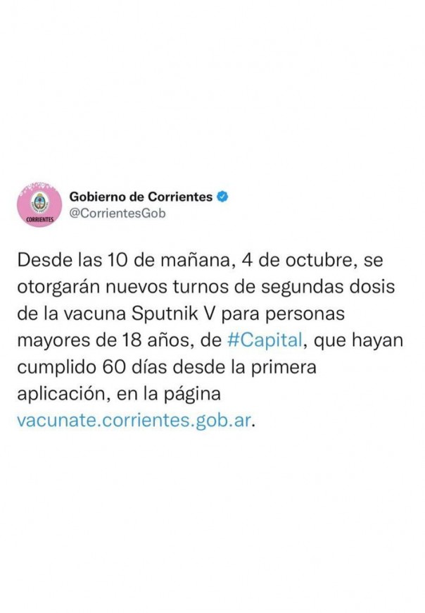 A partir de hoy se otorgarán nuevos turnos para segundas dosis de Sputnik V para mayores de 18 años de Capital
