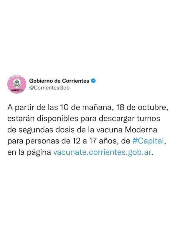 Vacunación Covid-19: hoy se otorgarán turnos para la segunda dosis de Moderna en adolescentes