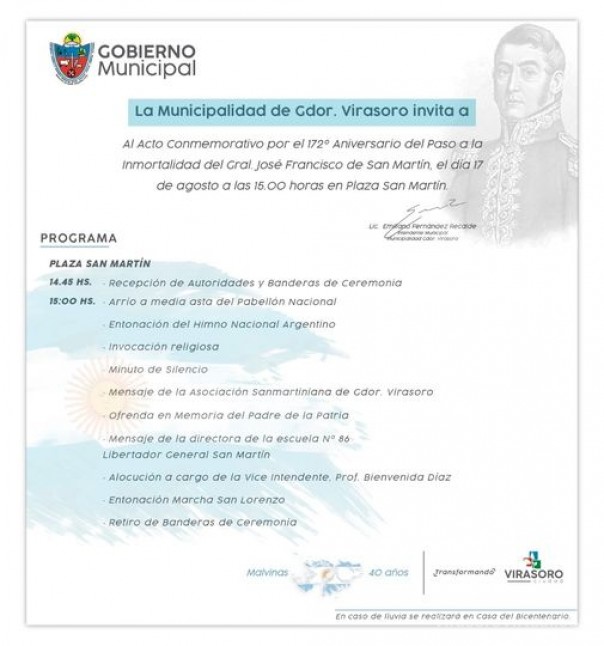 Te invitamos a participar del Acto Conmemorativo por el 177 Aniversario