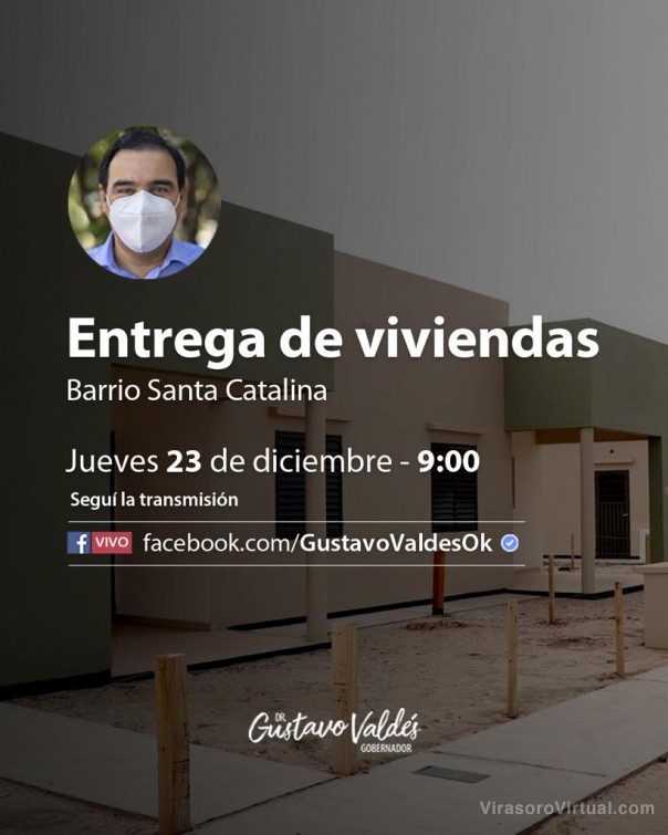 El gobernador Valdés encabezará el acto de entrega de viviendas en el Barrio Santa Catalina