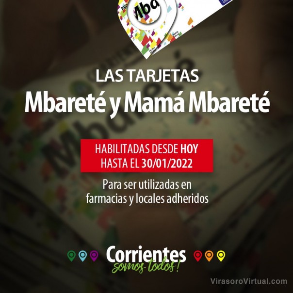 Se encuentran habilitadas las tarjetas Mbareté y Mamá Mbareté