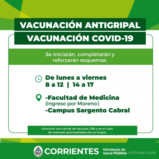 Salud Pública comunica cronograma de las vacunas contra el Sarampión, Covid-19 y Gripe