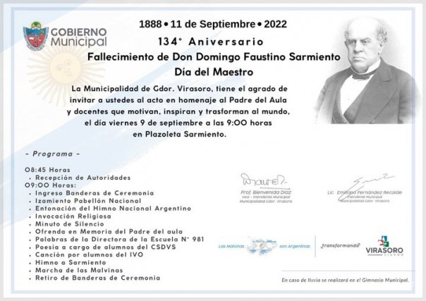 134 Aniversario del fallecimiento de Don Domingo Faustino Sarmiento y Día del Maestro