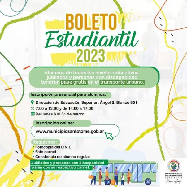 ¡Boleto estudiantil gratuito!