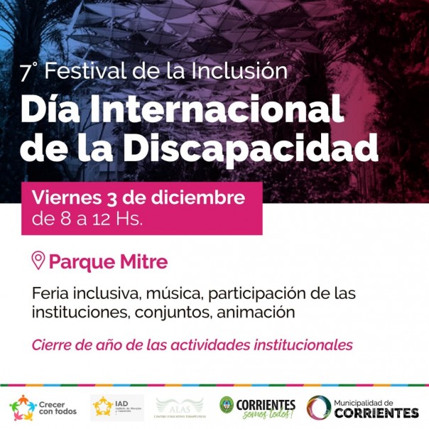 La Municipalidad realizará el 7° Festival de la Inclusión en el parque Mitre