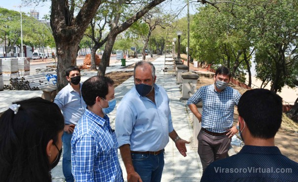 Polich verificó la marcha de las obras de remodelación de la costanera Gral. San Martin