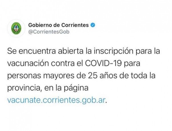 COVID-19: Abrieron la inscripción para que mayores de 25 años de toda la provincia se vacunen