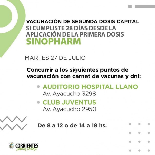 Vacunación Covid-19: aplicarán segunda dosis de Astrazeneca y Sinopharm en Capital