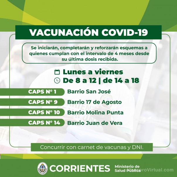 Salud Pública comunica cronograma de las vacunas contra Covid-19 y Gripe