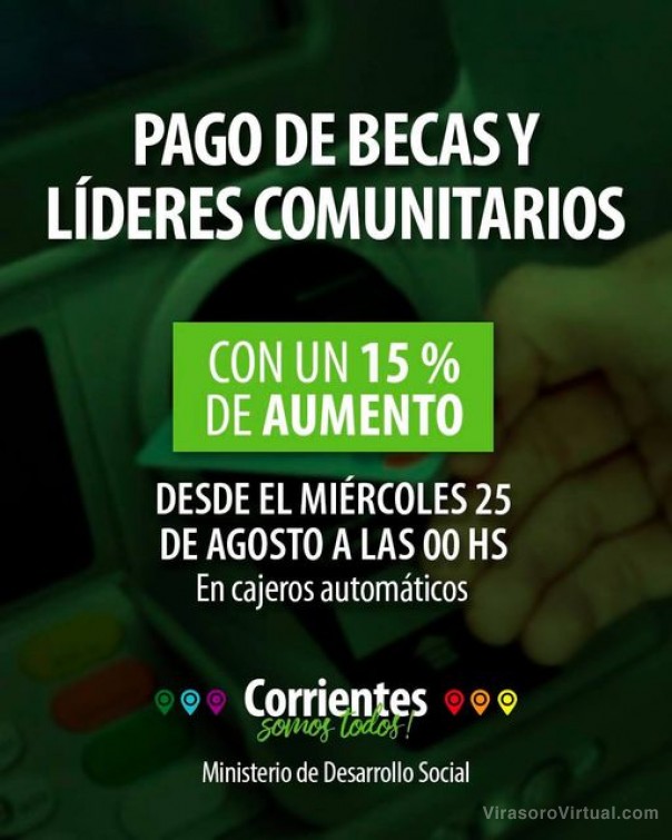 Desde este miércoles 25 estará disponible el pago de Becas y Líderes Comunitarios