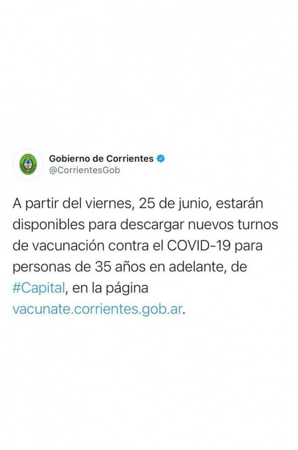 La Provincia habilita más turnos de vacunación a mayores de 35 años en Capital