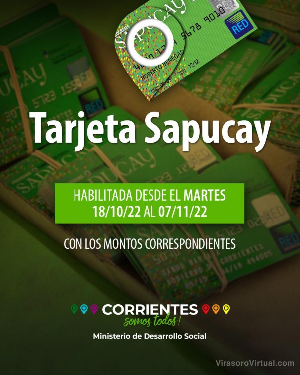 Desde este martes 18 se habilitan las tarjetas Sapucay