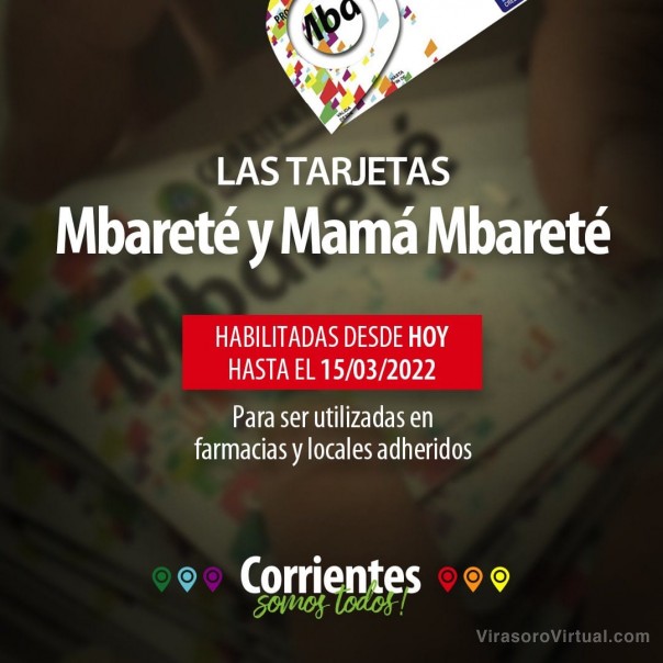 Se habilitaron las tarjetas Mbareté y Mamá Mbareté